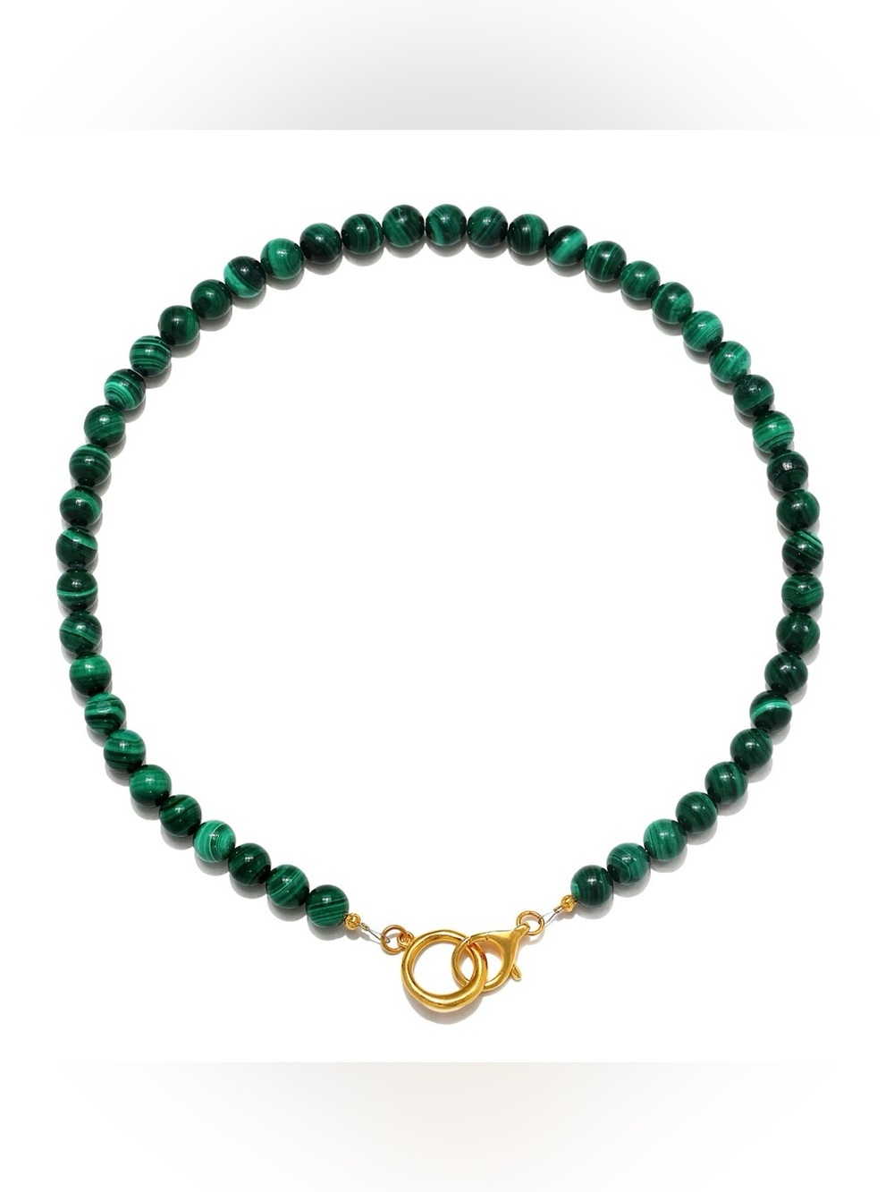 NWT SEQUIN NYC Green Malachite Bead Necklace with Gold Clasp